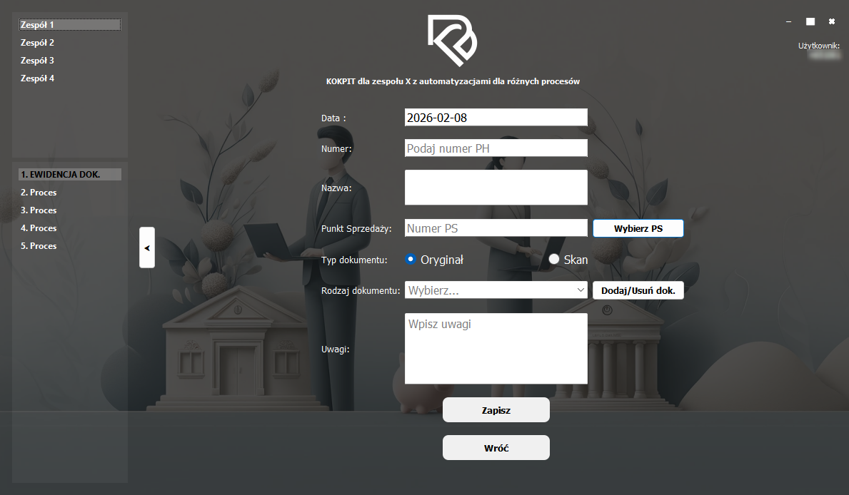 Ewidencja dokumentów – tabela i wyszukiwarka